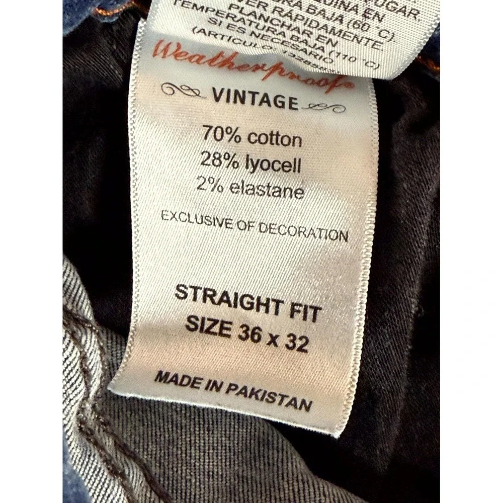 Weatherproof Vintage Jeans Mens 36x32 Blue Denim Stretch Streetwear Straight Fit